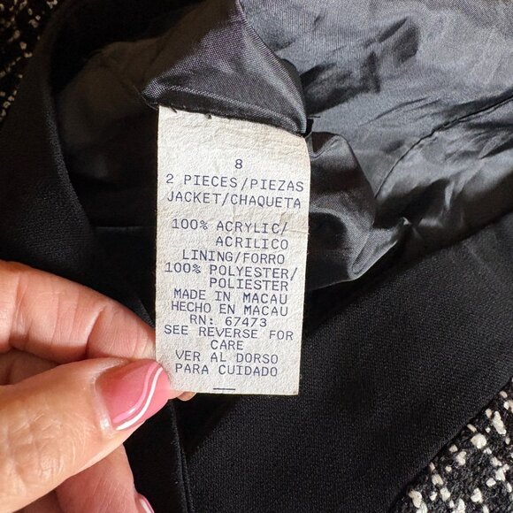 Danny & Nicole Womens Black White Tweed Zip Up Jacket Size 8 Office Evening - Picture 6 of 8